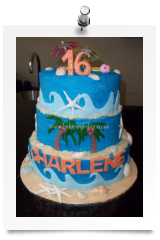 16th Birthday beach theme cake
