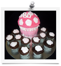 80th Birthday Cupcake cake & cupcakes