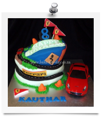 Ferrari topsy turvy cake